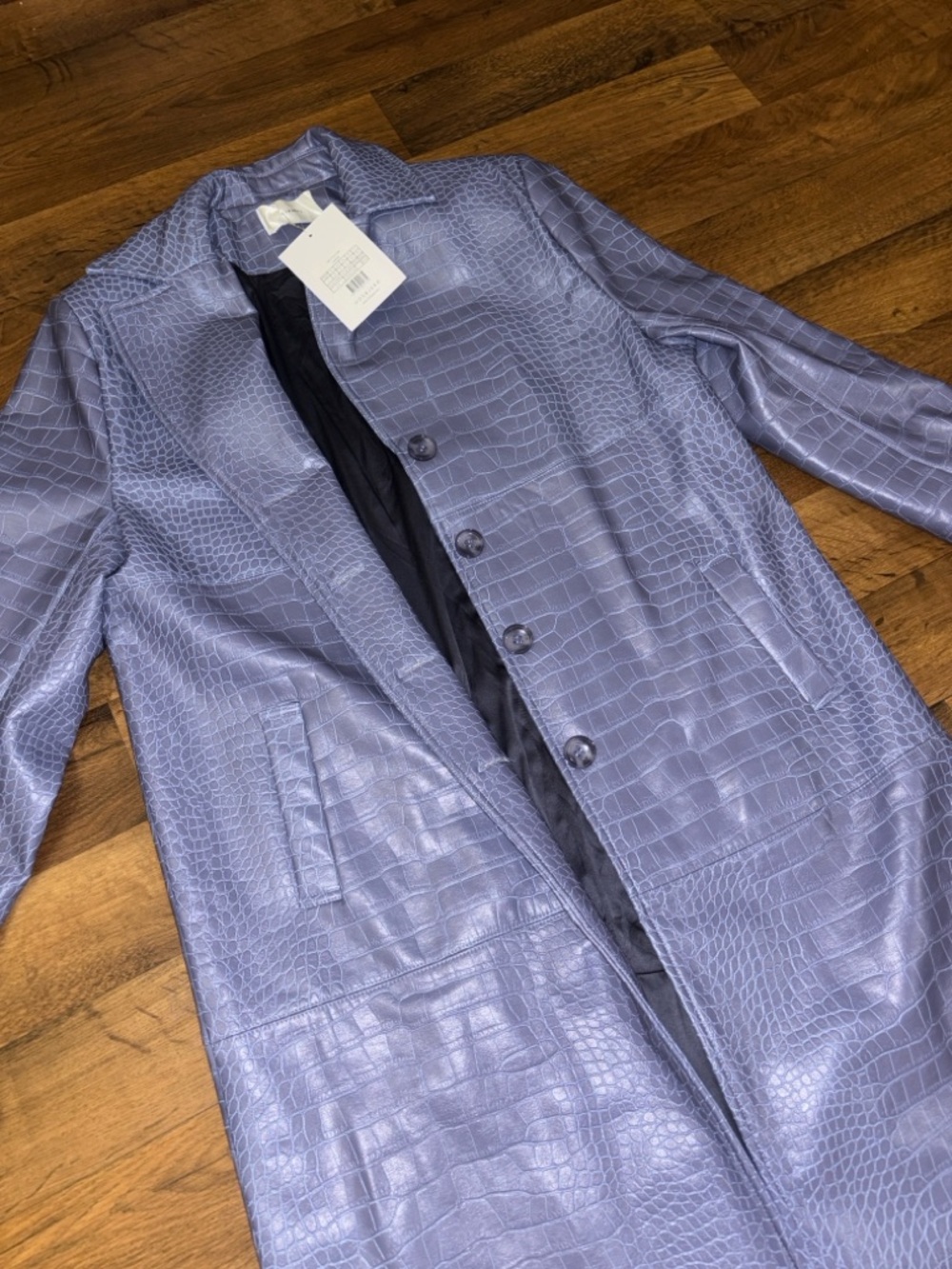 Women’s Croc-Embossed Button Front Coat - Lavender